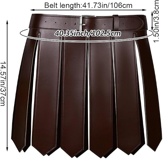 Medieval Roman Gladiator Tassel Skirt – PU Leather Warrior Waist Armor for LARP, Halloween & Cosplay