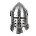 Handmade Medieval Knight Helmet made from 18 gauge steel with full face Great Helm design.