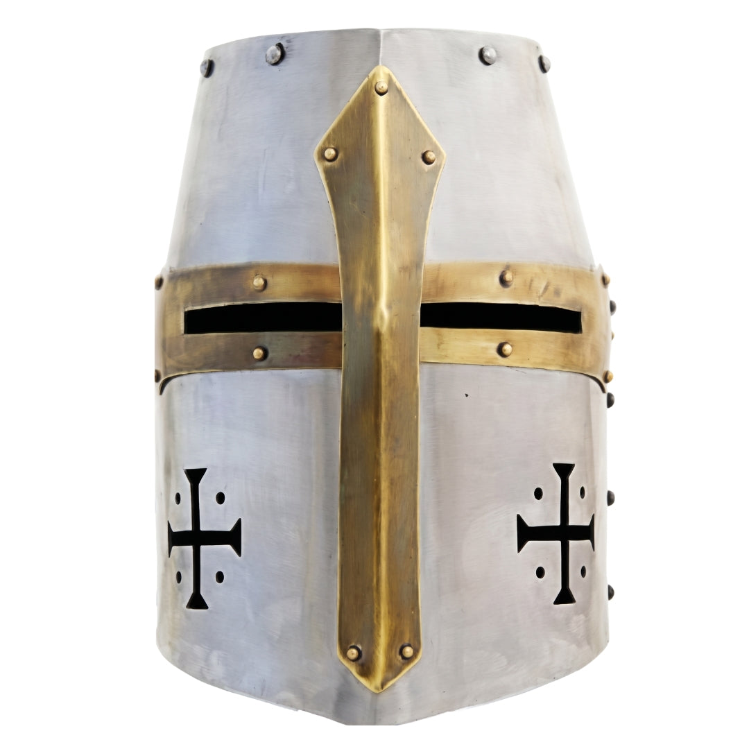 Handcrafted Medieval Crusader Great Helm Front View
