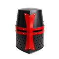 Handcrafted Medieval Templar Crusader Great Helm Wearable Mild Steel Knight Helmet Black Red