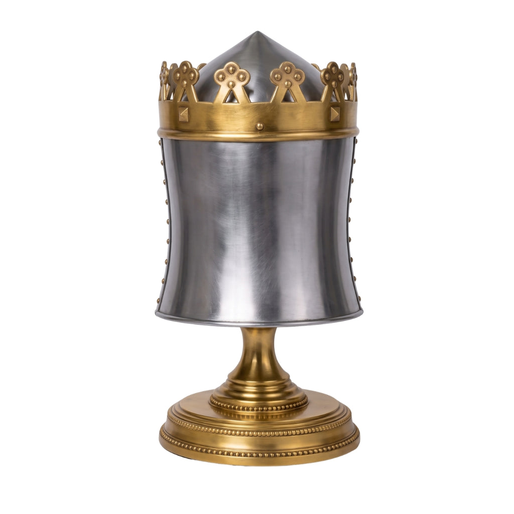 Medieval King Richard Lionheart Two-Tone Crown Helmet | Handmade Steel Crusader Great Helm | Wearable Medieval Knight Armor Replica for LARP, Cosplay & Display