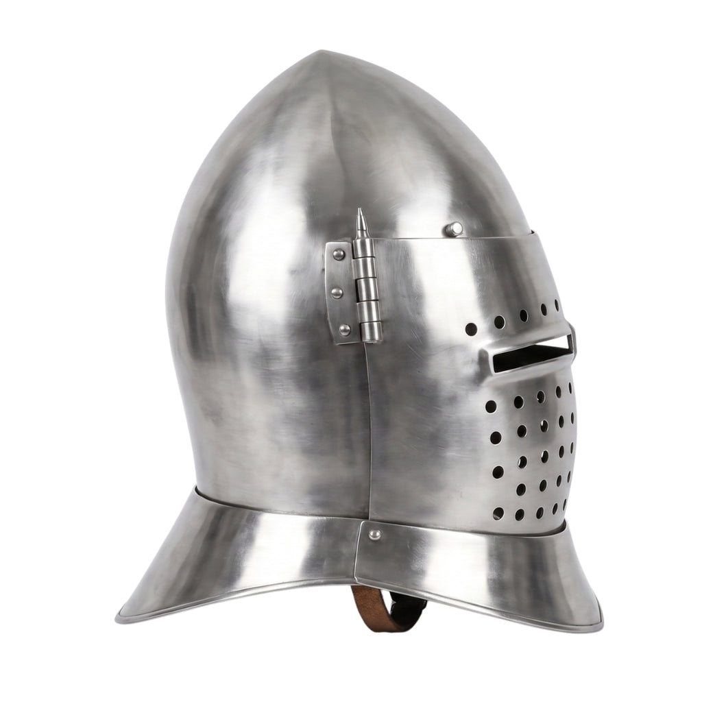 Medieval Knight Helmet – Handmade 18 Gauge Steel Great Helm for LARP, Reenactment & Cosplay
