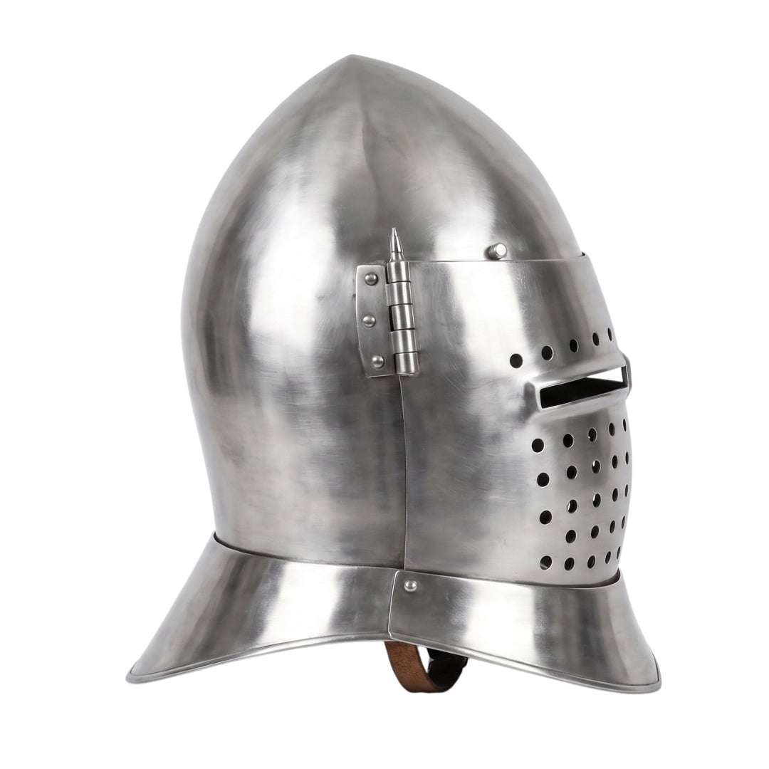 Medieval Knight Helmet – Handmade 18 Gauge Steel Great Helm for LARP, Reenactment & Cosplay