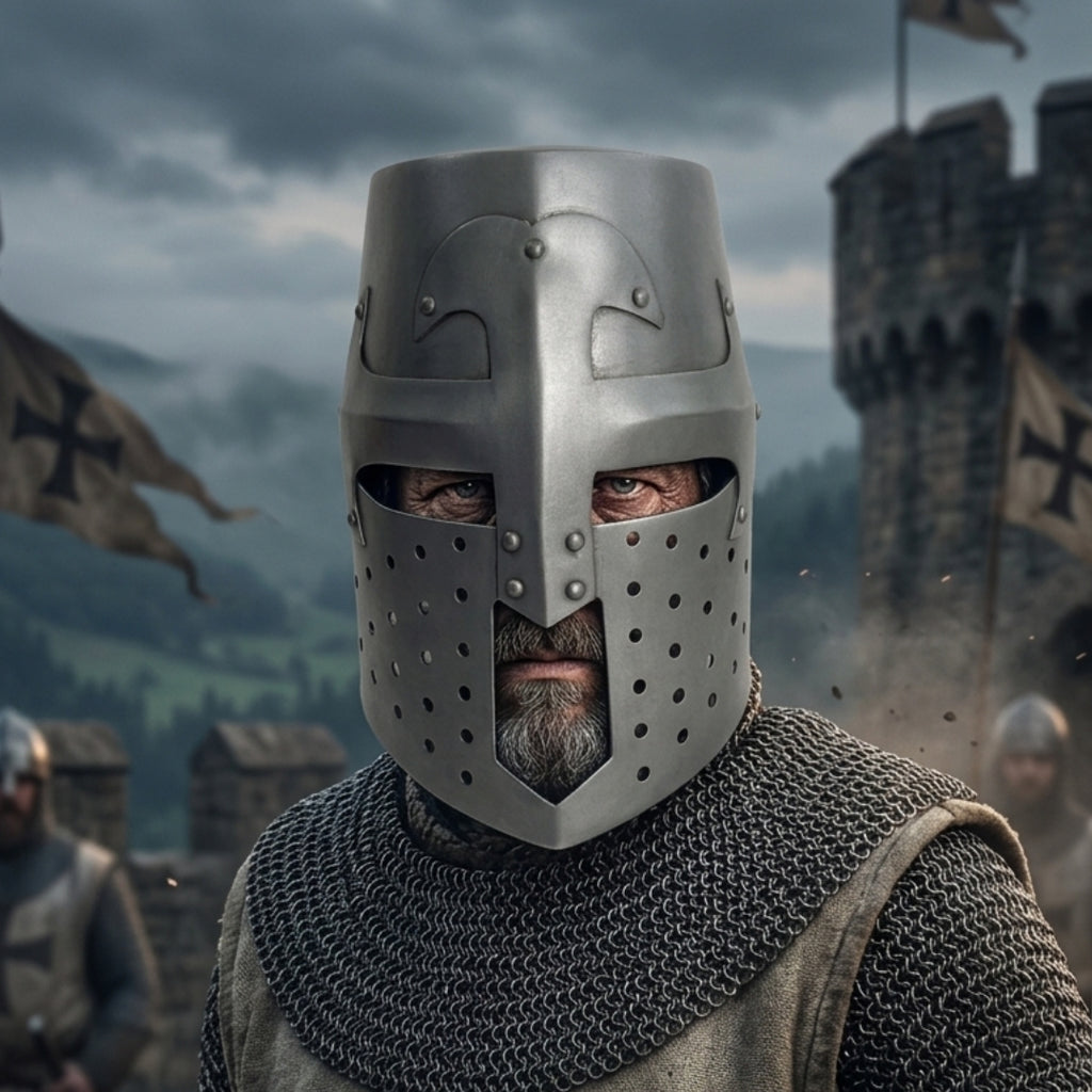 Wearable Medieval Knight Helmet for LARP and Cosplay