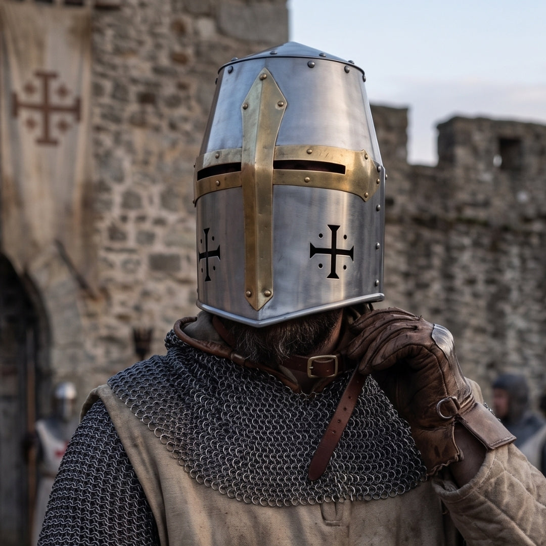 Wearable Medieval Great Helm with Leather Chin Strap