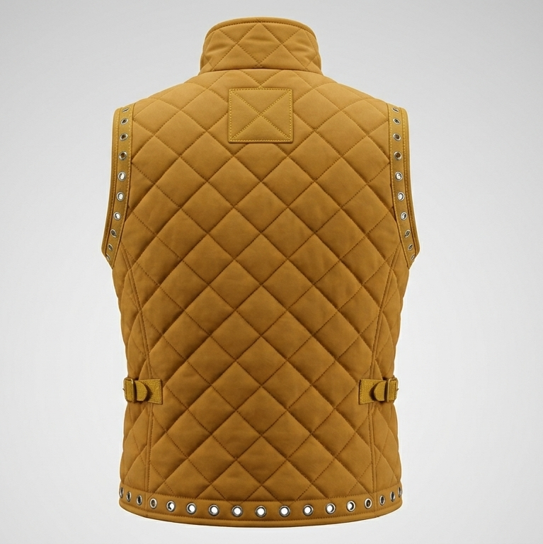 Handmade Medieval Sleeveless Gambeson Vest – Mustard 100% Cotton Padded Aketon for LARP, HEMA & Reenactment